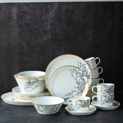 Golden Root(P75)- 32 pcs Bone China Dinnerware Set