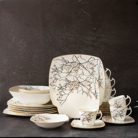 Golden Root - 32 pcs Bone China Dinnerware Set